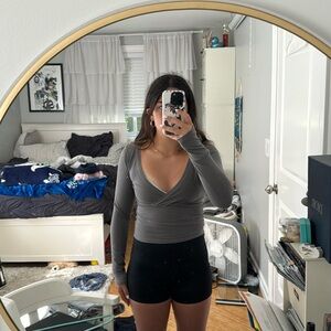 gray brandy melville wrap top